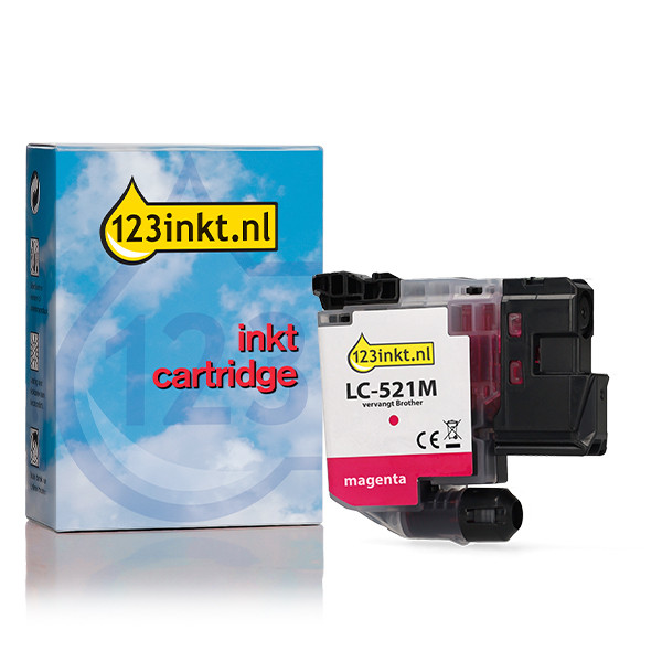 123inkt huismerk vervangt Brother LC-521M inktcartridge magenta 051475 - 1