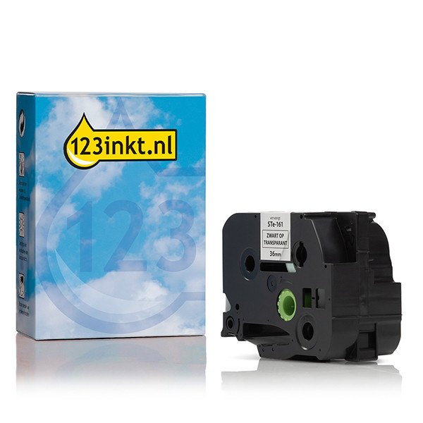 123inkt huismerk vervangt Brother STe-161 stenciltape zwart op transparant 36 mm STe-161C 080695 - 1