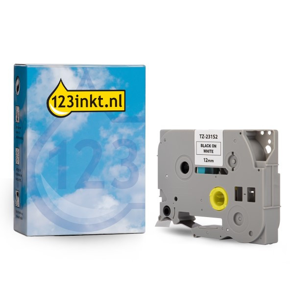 123inkt huismerk vervangt Brother TZe-231S2 tape zwart op wit 12 mm TZE-231S2C 350567 - 1