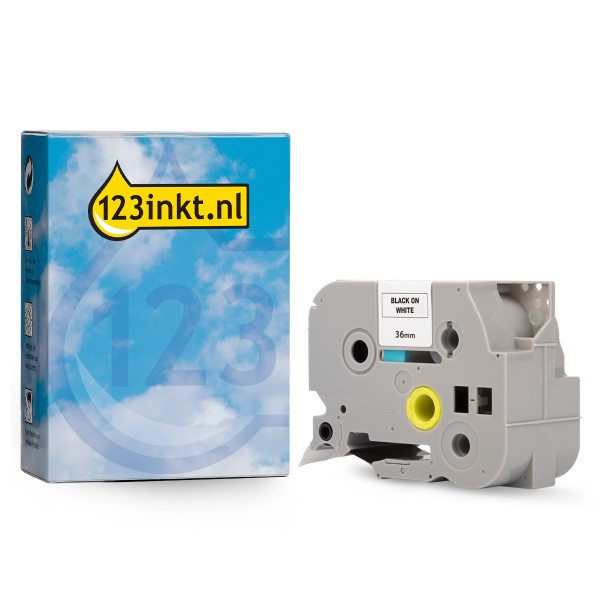 123inkt huismerk vervangt Brother TZe-FX261 Flexi ID tape zwart op wit 36 mm TZeFX261C 080823 - 1