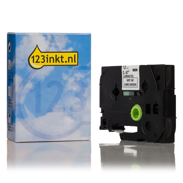123inkt huismerk vervangt Brother TZe-MQG35 tape wit op lime groen 12 mm TZeMQG35C 080395 - 1
