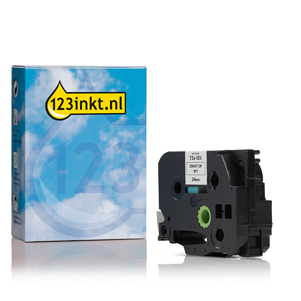 123inkt huismerk vervangt Brother TZe-SE5 veiligheidstape zwart op wit 24 mm TZe-SE5C 080557 - 1