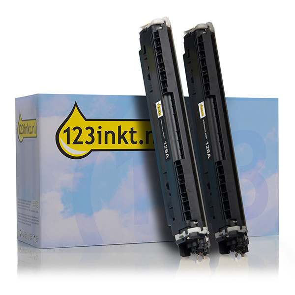 123inkt huismerk vervangt HP 126A (CE310AD) toner zwart dubbelpak CE310ADC 132123 - 1