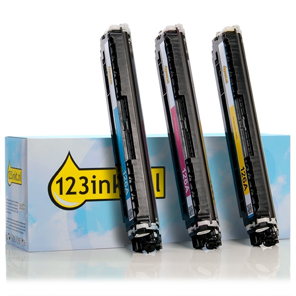 123inkt huismerk vervangt HP 126A (CF341A) multipack cyaan/magenta/geel CF341AC 054095 - 1