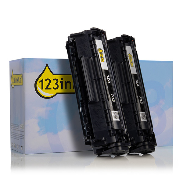 123inkt huismerk vervangt HP 12AD (Q2612AD) toner zwart dubbelpak Q2612ADC 132159 - 1