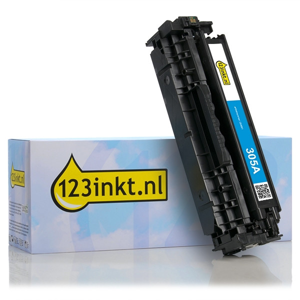 123inkt huismerk vervangt HP 305A (CE411A) toner cyaan CE411AC 054061 - 1