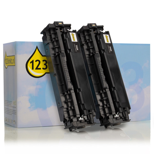 123inkt huismerk vervangt HP 312X (CF380XD) toner zwart hoge capaciteit dubbelpak CF380XDC 132171 - 1