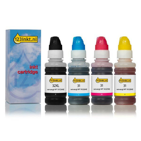123inkt huismerk vervangt HP 32XL / HP 31 multipack zwart/cyaan/magenta/geel 1VU26AEC 1VU27AEC 1VU28AEC 1VV24AEC 127316 - 1