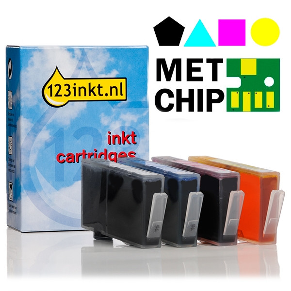 123inkt huismerk vervangt HP 364XL multipack zwart + kleur cyaan/magenta/geel N9J74AEC 044421 - 1