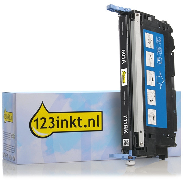 123inkt huismerk vervangt HP 501A (Q6470A) toner zwart Q6470AC 039581 - 1