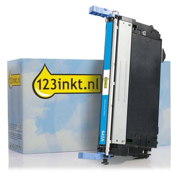 123inkt huismerk vervangt HP 642A (CB401A) toner cyaan CB401AC 039706 - 1