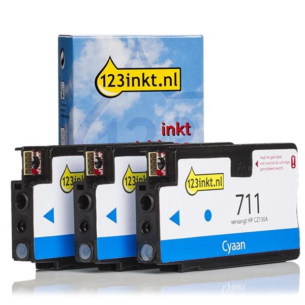 123inkt huismerk vervangt HP 711 (CZ134A) multipack cyaan 3 stuks CZ134AC 044205 - 1