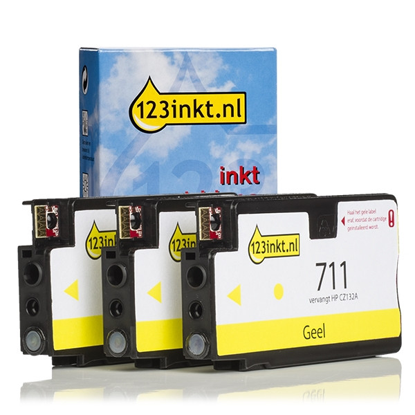 123inkt huismerk vervangt HP 711 (CZ136A) multipack geel 3 stuks CZ136AC 044209 - 1
