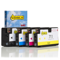 123inkt huismerk vervangt HP 711 multipack zwart/cyaan/magenta/geel  160177