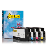 123inkt huismerk vervangt HP 712 multipack zwart hc/cyaan/magenta/geel  160219