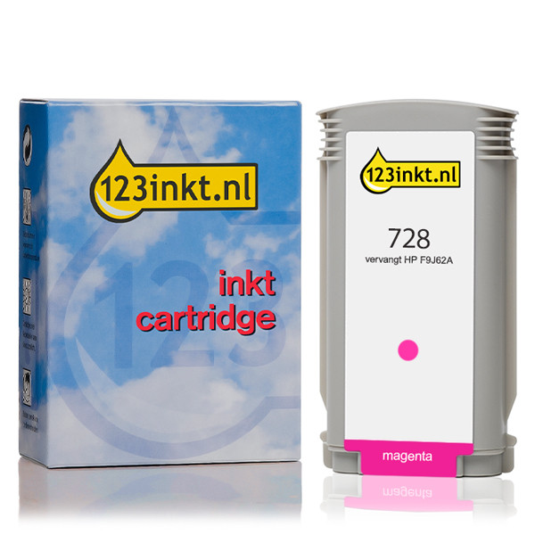 123inkt huismerk vervangt HP 728 (F9J62A) inktcartridge magenta F9J62AC 044487 - 1
