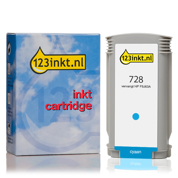 123inkt huismerk vervangt HP 728 (F9J63A) inktcartridge cyaan F9J63AC 044485 - 1