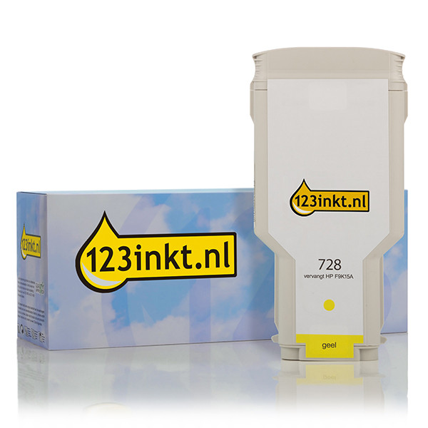 123inkt huismerk vervangt HP 728 (F9K15A) inktcartridge geel extra hoge capaciteit F9K15AC 044503 - 1