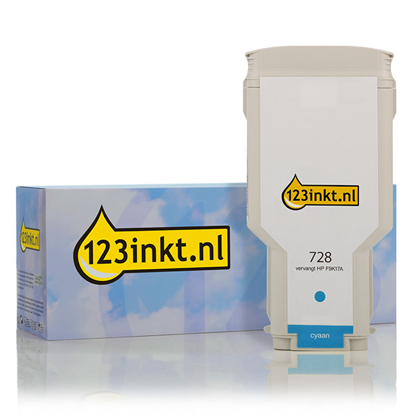 123inkt huismerk vervangt HP 728 (F9K17A) inktcartridge cyaan extra hoge capaciteit F9K17AC 044499 - 1