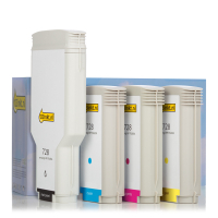 123inkt huismerk vervangt HP 728 multipack zwart + 3 kleuren hoge capaciteit  160190