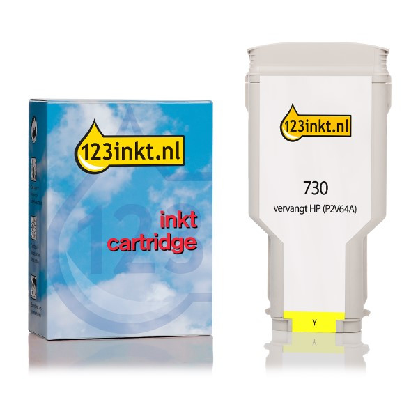 123inkt huismerk vervangt HP 730 (P2V64A) inktcartridge geel P2V64AC 055257 - 1