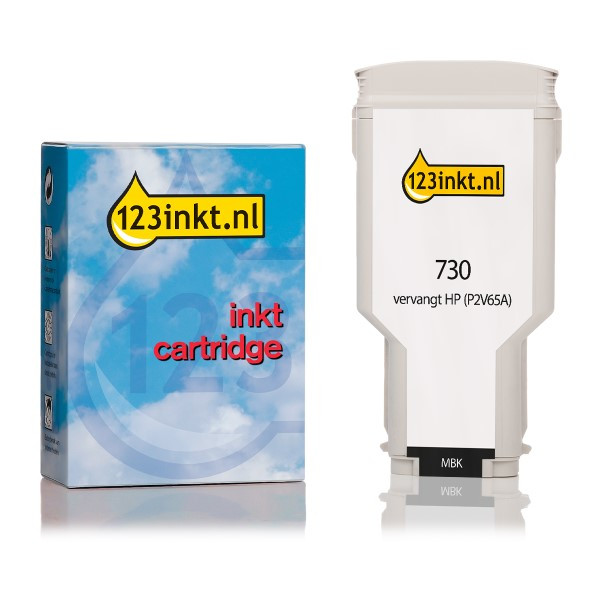 123inkt huismerk vervangt HP 730 (P2V65A) inktcartridge mat zwart P2V65AC 055249 - 1