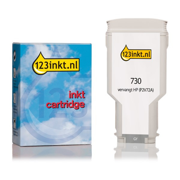 123inkt huismerk vervangt HP 730 (P2V72A) inktcartridge grijs hoge capaciteit P2V72AC 055271 - 1