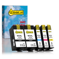 123inkt huismerk vervangt HP 903XL multipack + extra zwart: 2 x zwart + 3 kleuren 160741