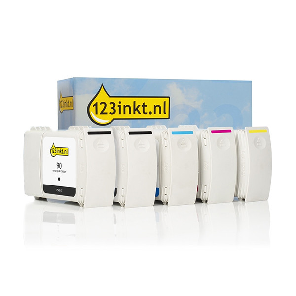 123inkt huismerk vervangt HP 90 multipack 2x zwart + 3 kleuren  160739 - 1