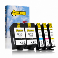 123inkt huismerk vervangt HP 912 multipack 2x zwart + 3 kleuren 160742