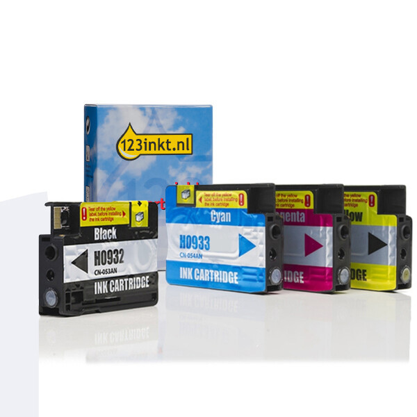 123inkt huismerk vervangt HP 932 / HP 933 multipack zwart/cyaan/magenta/geel 6ZC71AEC 000567 - 1