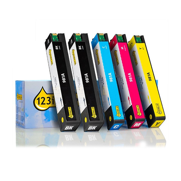 123inkt huismerk vervangt HP 981A multipack 2x zwart + 3 kleuren  160758 - 1