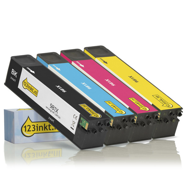 123inkt huismerk vervangt HP 981X multipack zwart/cyaan/magenta/geel  160179 - 1