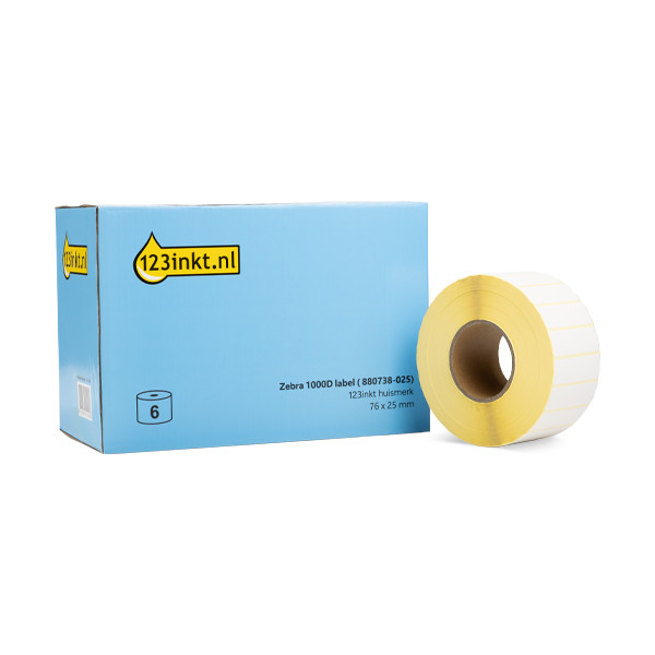 123inkt huismerk vervangt Zebra Z-Perform 1000D label (880738-025) 76 x 25 mm (6 rollen) 880738-025C 141549 - 1