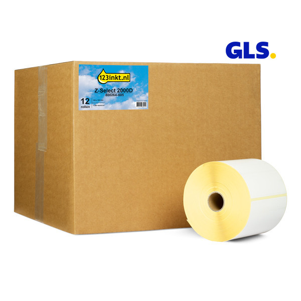 123inkt huismerk vervangt Zebra Z-Select 2000D GLS label (800264-605) 102 x 152 mm (12 rollen) 653238 - 1