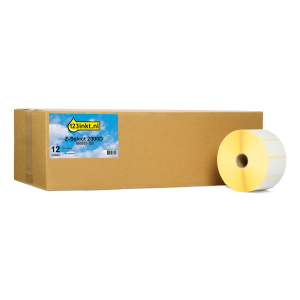 123inkt huismerk vervangt Zebra Z-Select 2000D label (800262-125) 57 x 32 mm (12 rollen) 800262-125C 140017 - 1