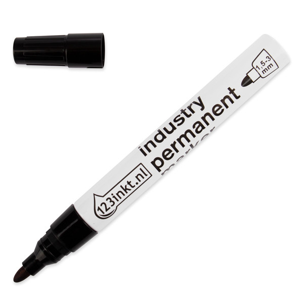 123inkt industriële permanent marker zwart (1,5 - 3 mm rond) 301157 - 1