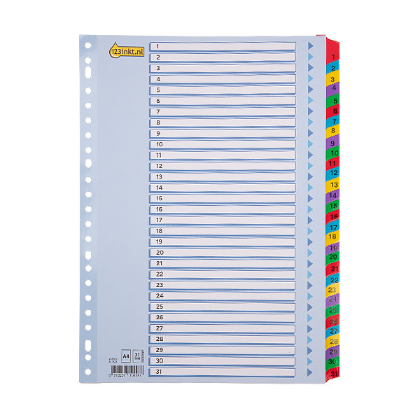 123inkt kartonnen tabbladen A4 met 31 tabs (23-gaats) 301623 - 1