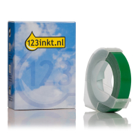 123inkt lettertang reliëftape wit op groen 9 mm 089264