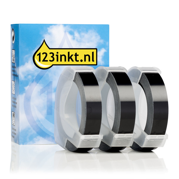 123inkt lettertang reliëftape wit op zwart 9 mm multipack 089265 - 1