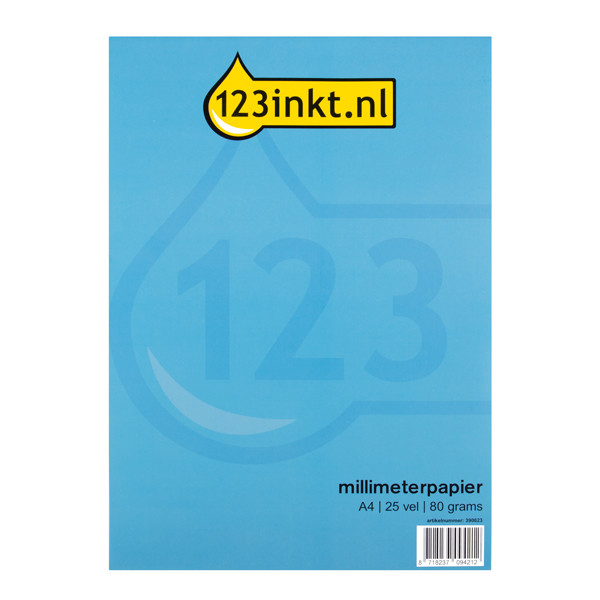 Millimeterpapier etiketten Aanbieding: 3x 123inkt millimeterpapier A4 25 vel (80 g/m2) 123inkt.nl