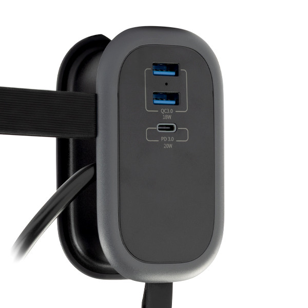 123inkt oprolbare stekkerdoos met 1 stopcontact en 3 USB zwart (1,13 meter) TP-RX3U1E-PD 390025 - 2