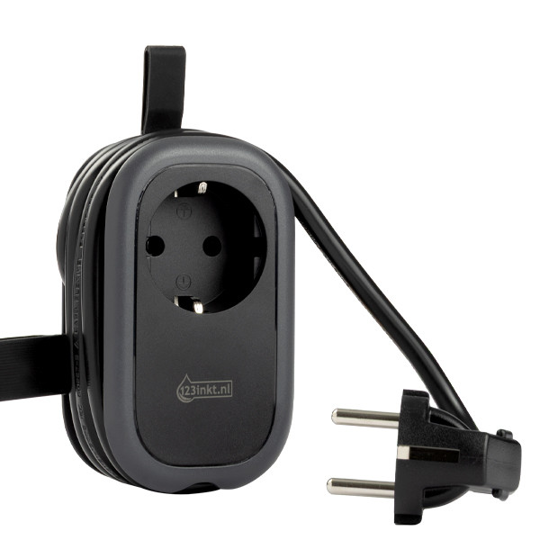 123inkt oprolbare stekkerdoos met 1 stopcontact en 3 USB zwart (1,13 meter) TP-RX3U1E-PD 390025 - 3