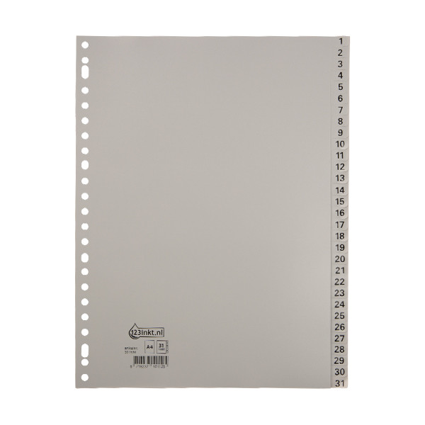 123inkt plastic indexen A4 grijs met 31 tabs (23-gaats) G431CMC 301536 - 1