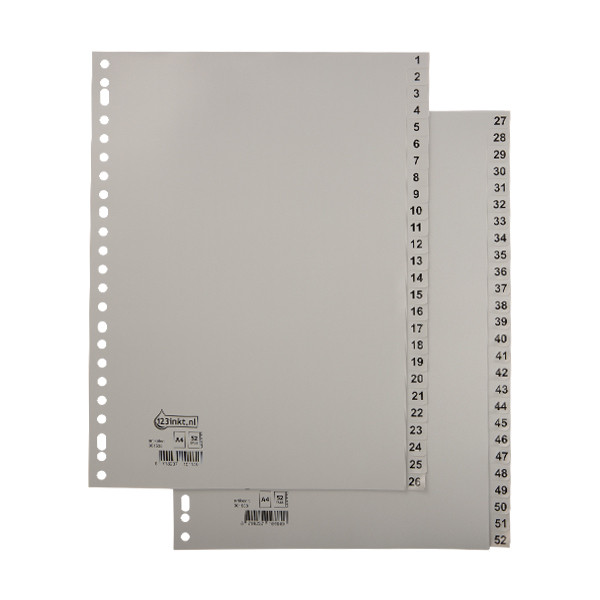 123inkt plastic indexen A4 grijs met 52 tabs (23-gaats) G452CMC 301538 - 1