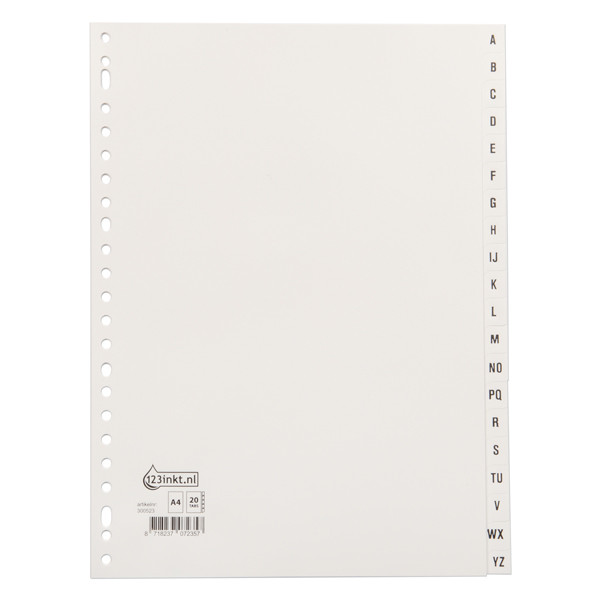 123inkt plastic indexen A4 wit met 20 tabs A-Z (23-gaats) 100144C 300523 - 1