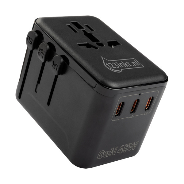 123inkt reisadapter/oplader 45W met 1 USB A + 3 USB-C  390044 - 1