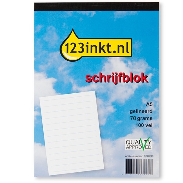 123inkt schrijfblok A5 gelinieerd 70 grams 100 vel 300290 - 1