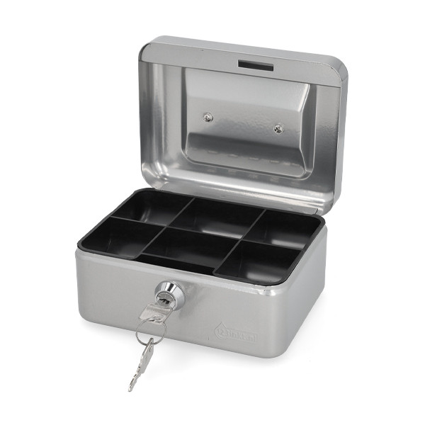 123inkt stalen geldkist zilver (15,2 x 12,5 x 8,1 cm) 302947 - 2