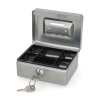 123inkt stalen geldkist zilver met muntgleuf (12,5 x 10,5 x 6 cm)
